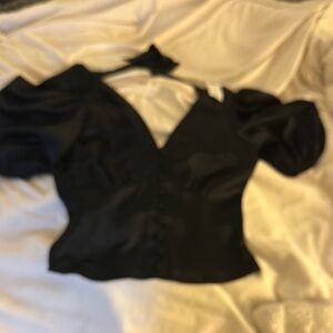 Chic Black Puff Sleeve Top